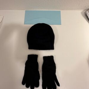 Black Knit Hat and Gloves Set